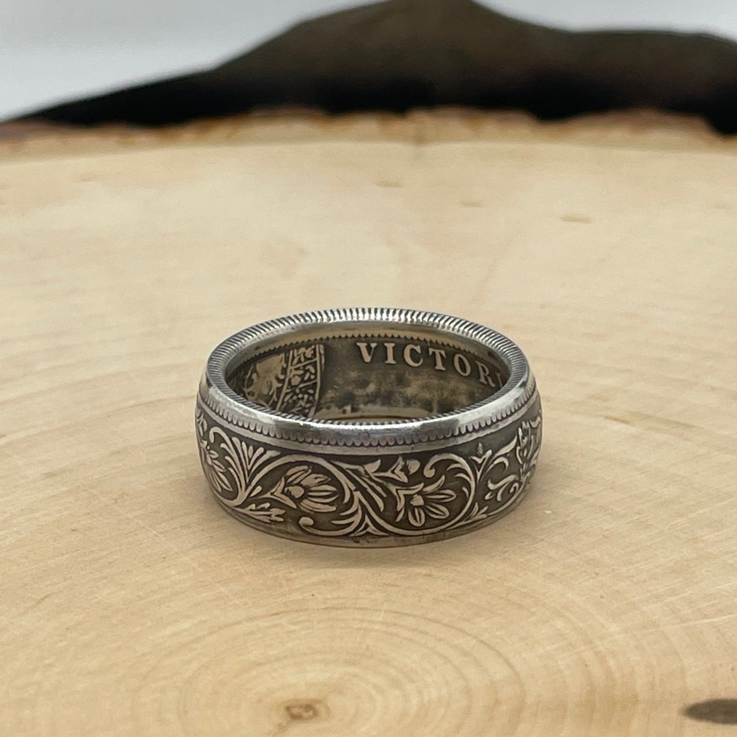 India 1 Rupee Silver Ring (Rare, Victorian)