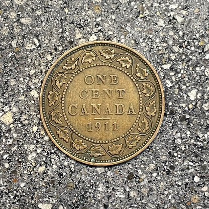 Canada Large Cent Leaf coin (back) on a concrete background. - Mountainstruck Coin Jewelry