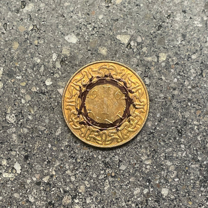 Suriname 1 Cent Coin back on a concrete background. - Mountainstruck Coin Jewelry