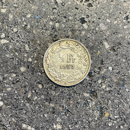 Swiss 1/2 Franc Silver Coin back - Mountainstruck Coin Jewelry