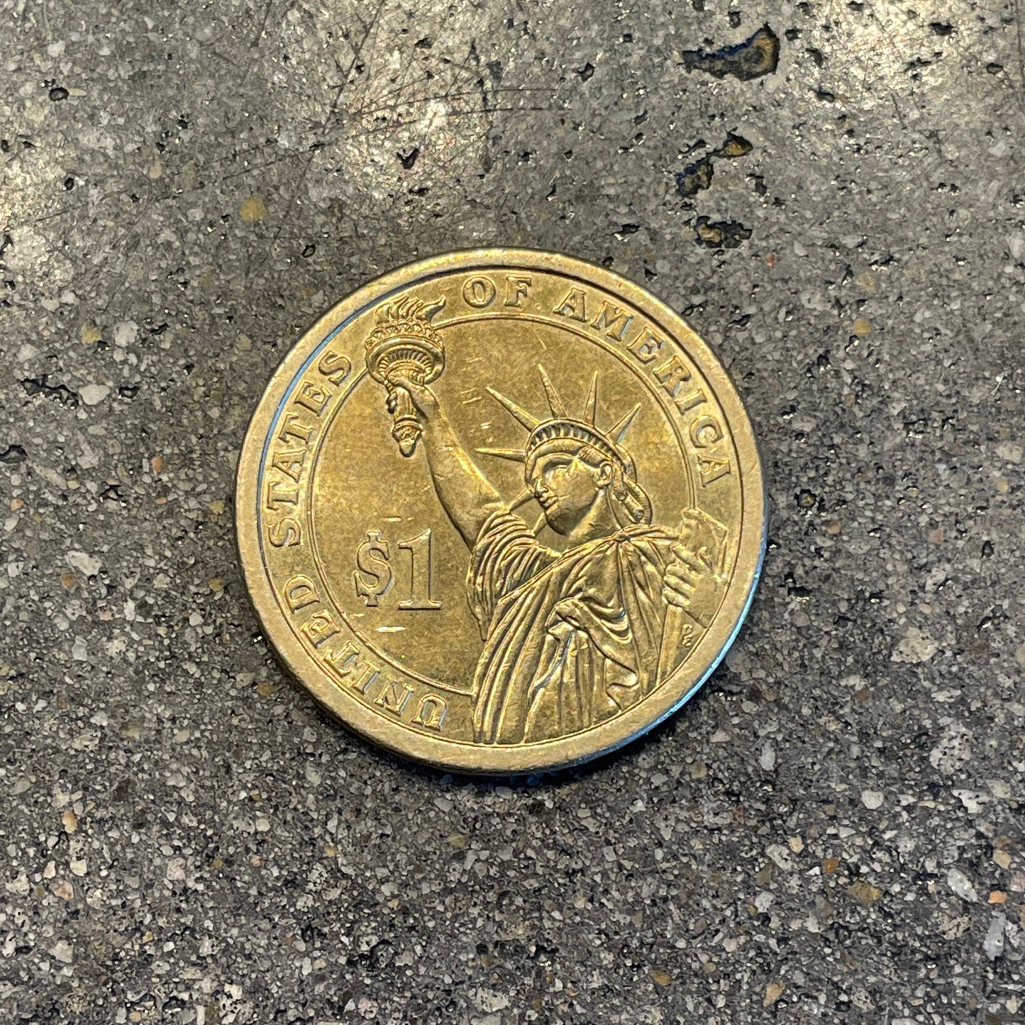 U.S. Presidential Dollar Coin back on a concrete background. - Mountainstruck Coin Jewelry