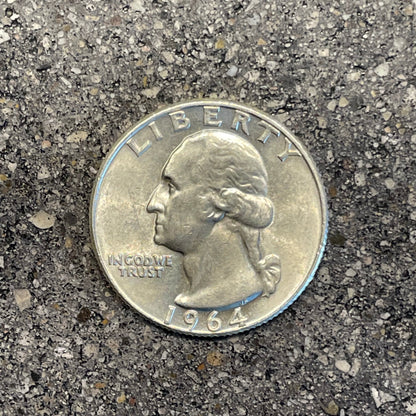U.S. Washington Silver Quarter Coin front on a concrete background. - Mountainstruck Coin Jewelry