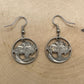 U.S. Buffalo Nickel Coin Earrings backside on a light wood round.